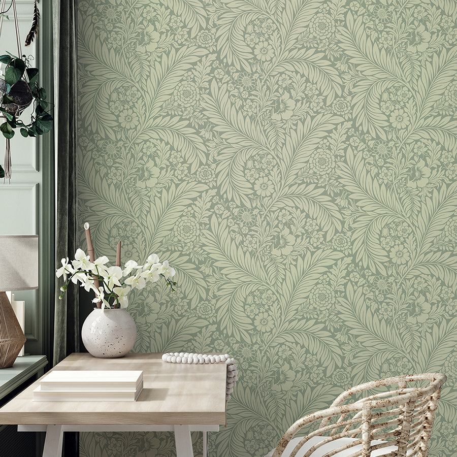 florence-green-leaf-wallpaper-york-wallcoverings-bg720 - York Wallcoverings Wallpaper