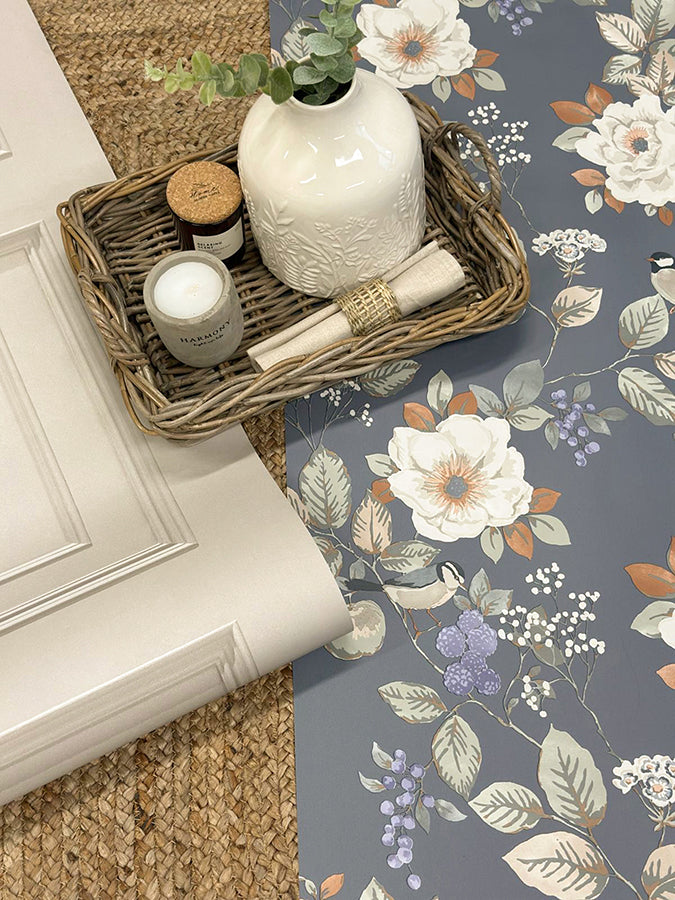 bramble-blue-floral-wallpaper-york-wallcoverings-bg2300 - York Wallcoverings Papel pintado