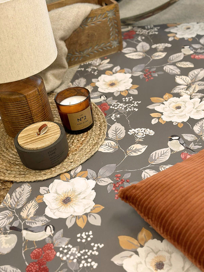 bramble-charcoal-floral-wallpaper-york-wallcoverings-bg2303 - York Wallcoverings Papel pintado