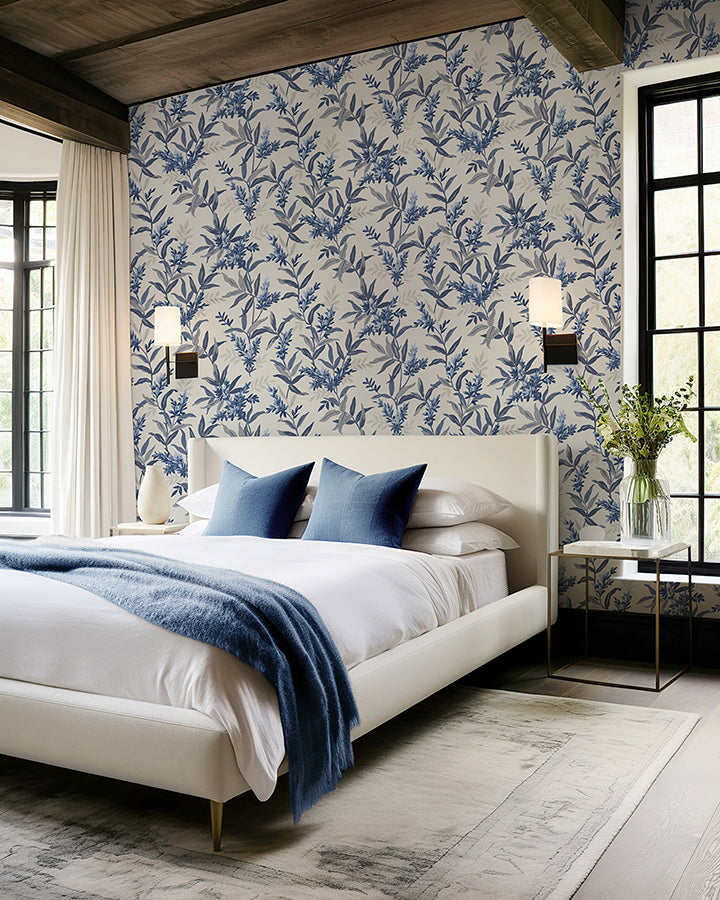 olivia-blue-floral-wallpaper-york-wallcoverings-bg5905 - York Wallcoverings Papel pintado