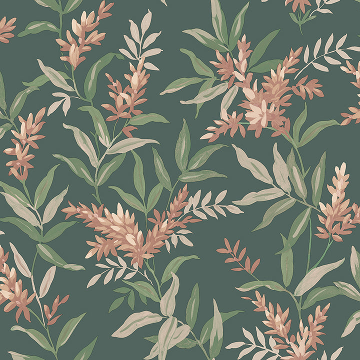 olivia-dark-green-floral-wallpaper-york-wallcoverings-bg5906 - York Wallcoverings Papel pintado