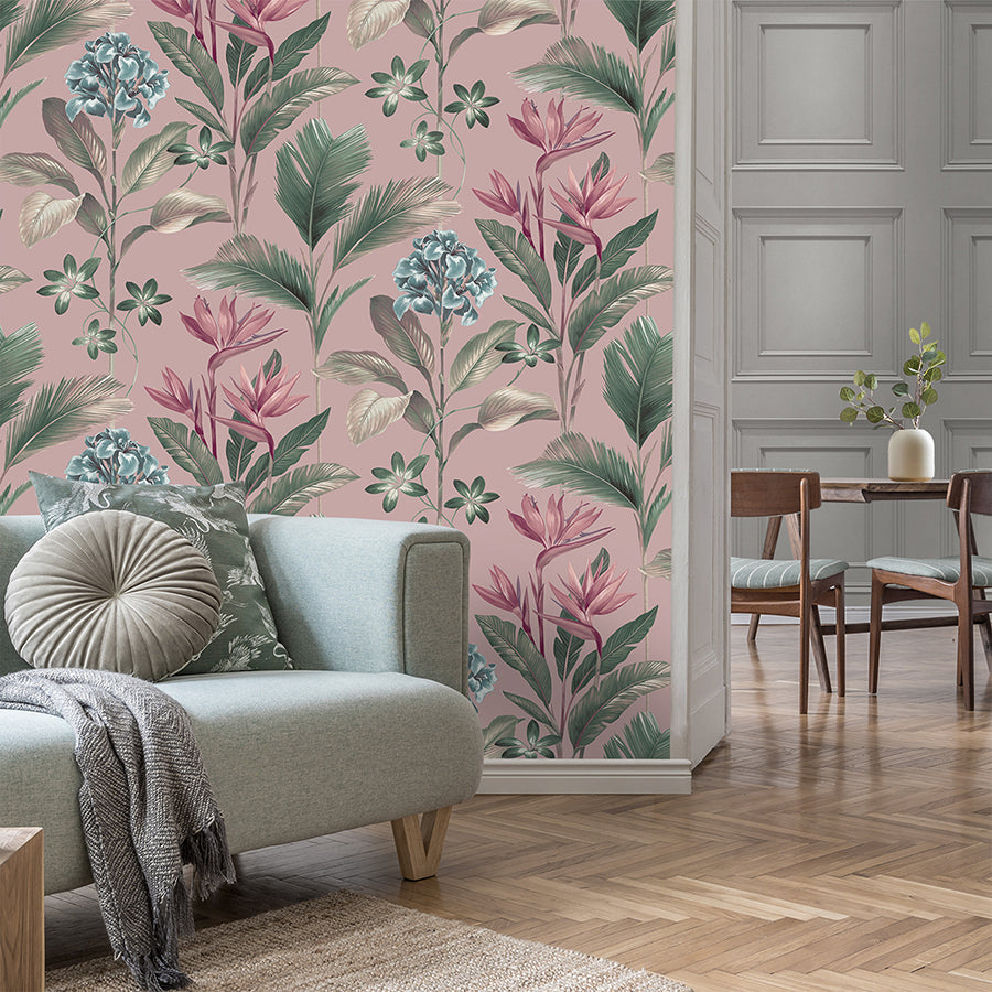 oliana-pink-floral-wallpaper-york-wallcoverings-bg8485 - York Wallcoverings Wallpaper