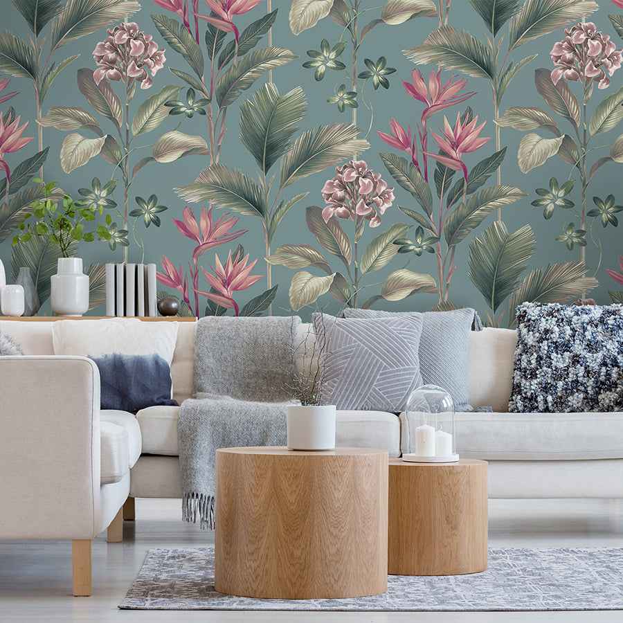 Oliana Teal Floral Wallpaper - York Wallcoverings - BG8486 - York Wallcoverings Wallpaper