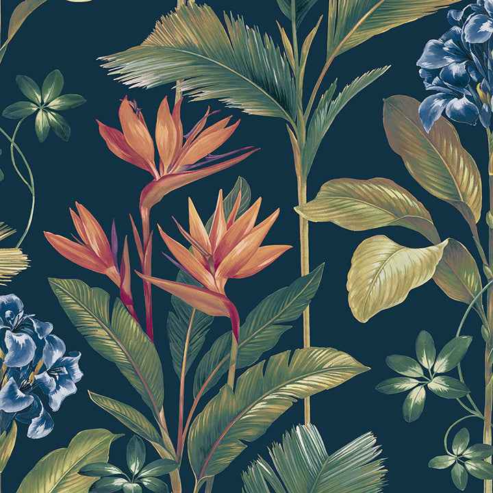 Oliana Navy Floral Wallpaper - York Wallcoverings - BG8487 - York Wallcoverings Wallpaper