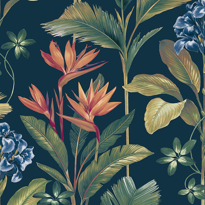 oliana-navy-floral-wallpaper-york-wallcoverings-bg8487 - York Wallcoverings Papel pintado