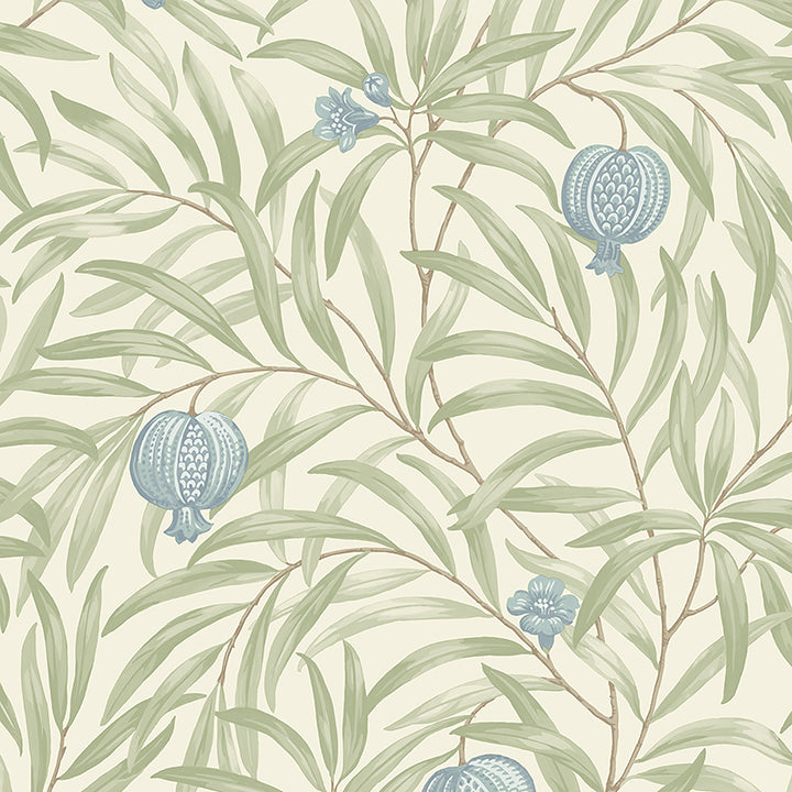 elena-blue-pomegranate-wallpaper-york-wallcoverings-bg9611 - York Wallcoverings Wallpaper