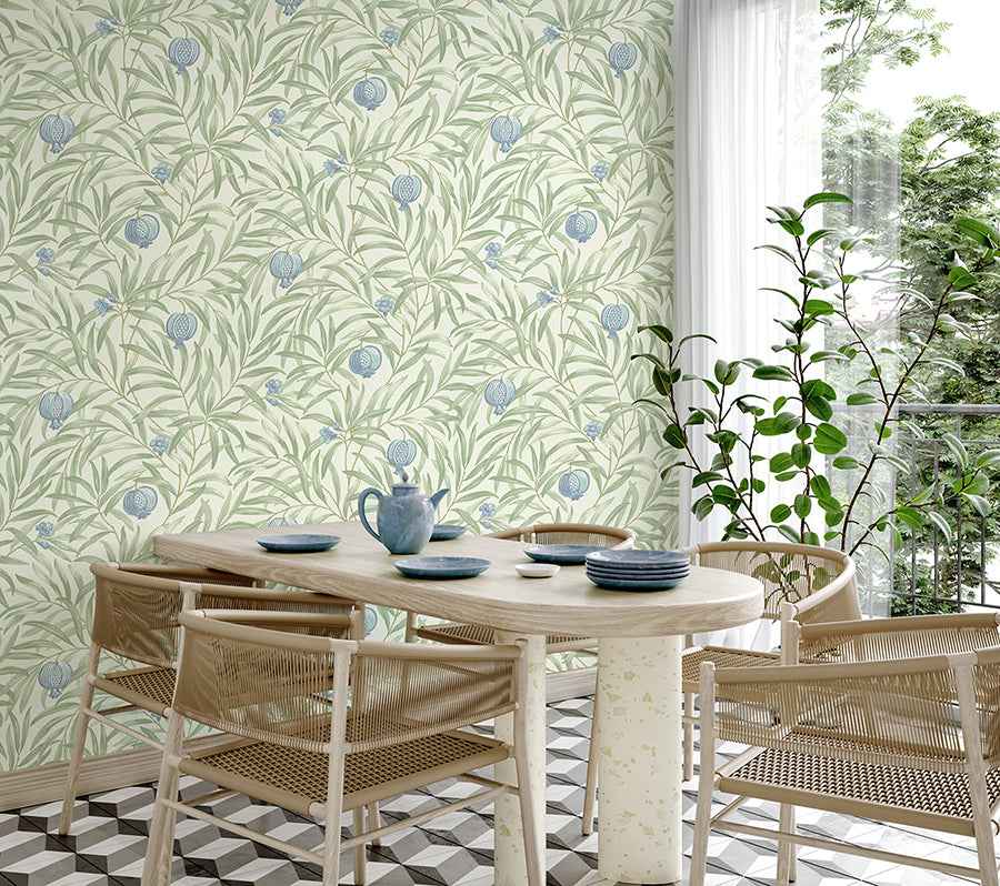 Elena Blue Pomegranate Wallpaper - York Wallcoverings - BG9611 - York Wallcoverings Wallpaper