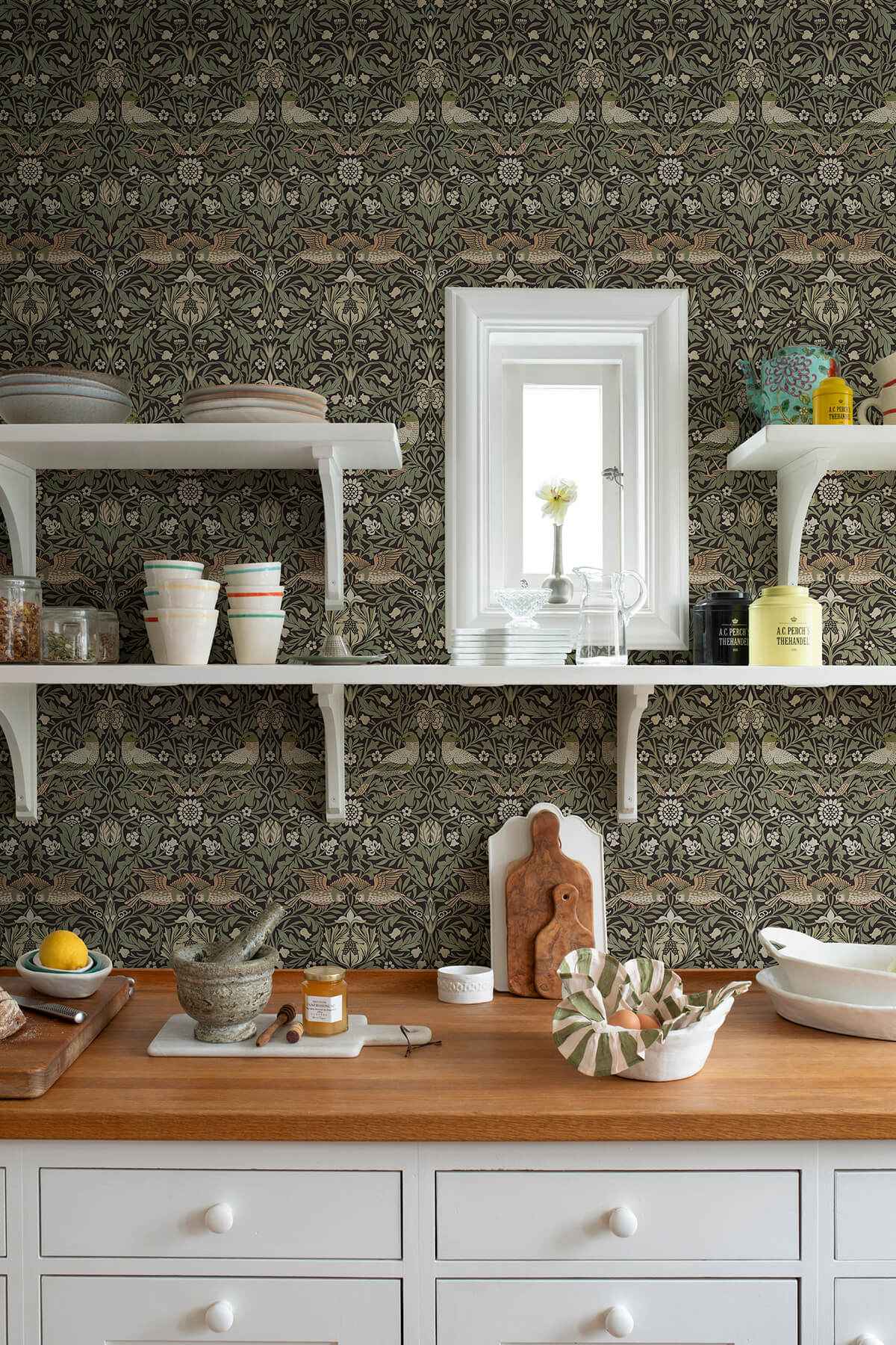 Bird Brown Floral Thicket Wallpaper - York Wallcoverings - 4171-82064 - York Wallcoverings Wallpaper