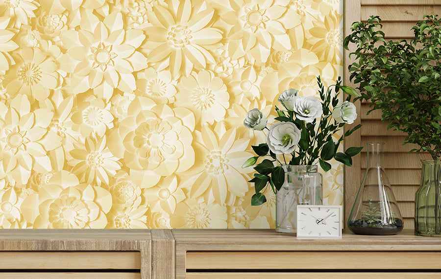 Dacre Yellow Floral Wallpaper - York Wallcoverings - FD42597 - York Wallcoverings Wallpaper