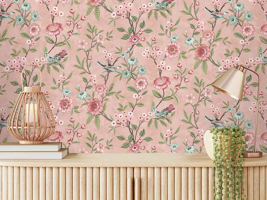 Elspeth Pink Floral Trail Wallpaper - York Wallcoverings - FD43445 - York Wallcoverings Wallpaper
