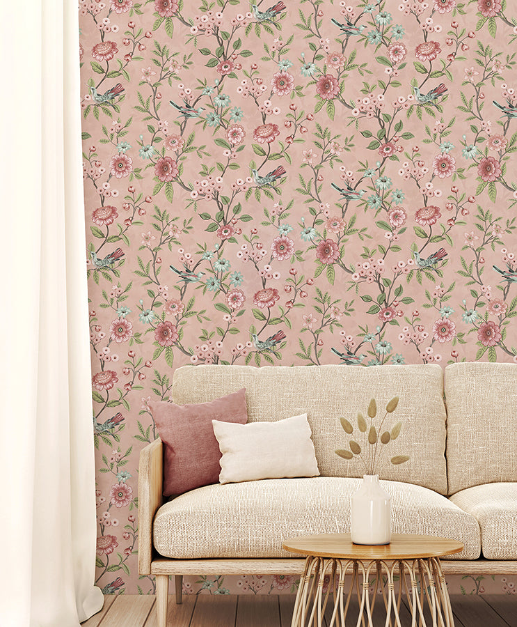 elspeth-pink-floral-trail-wallpaper-york-wallcoverings-fd43445 - York Wallcoverings Wallpaper