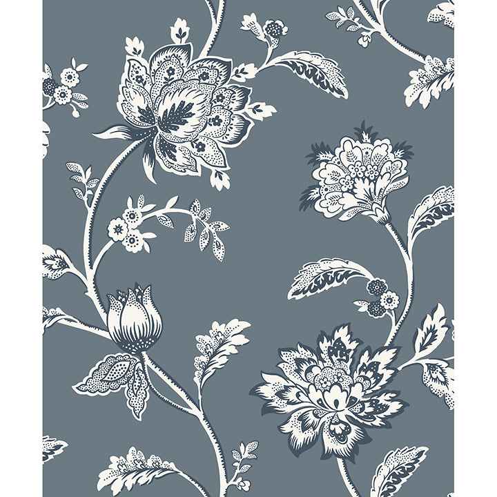 Juliette Blue Jacobean Wallpaper - York Wallcoverings - FD43453 - York Wallcoverings Wallpaper