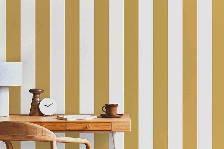 Tavish Mustard Stripe Wallpaper - York Wallcoverings - FD43455 - York Wallcoverings Wallpaper