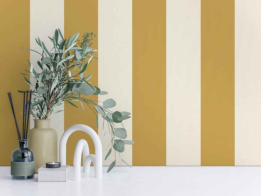 Tavish Mustard Stripe Wallpaper - York Wallcoverings - FD43455 - York Wallcoverings Wallpaper