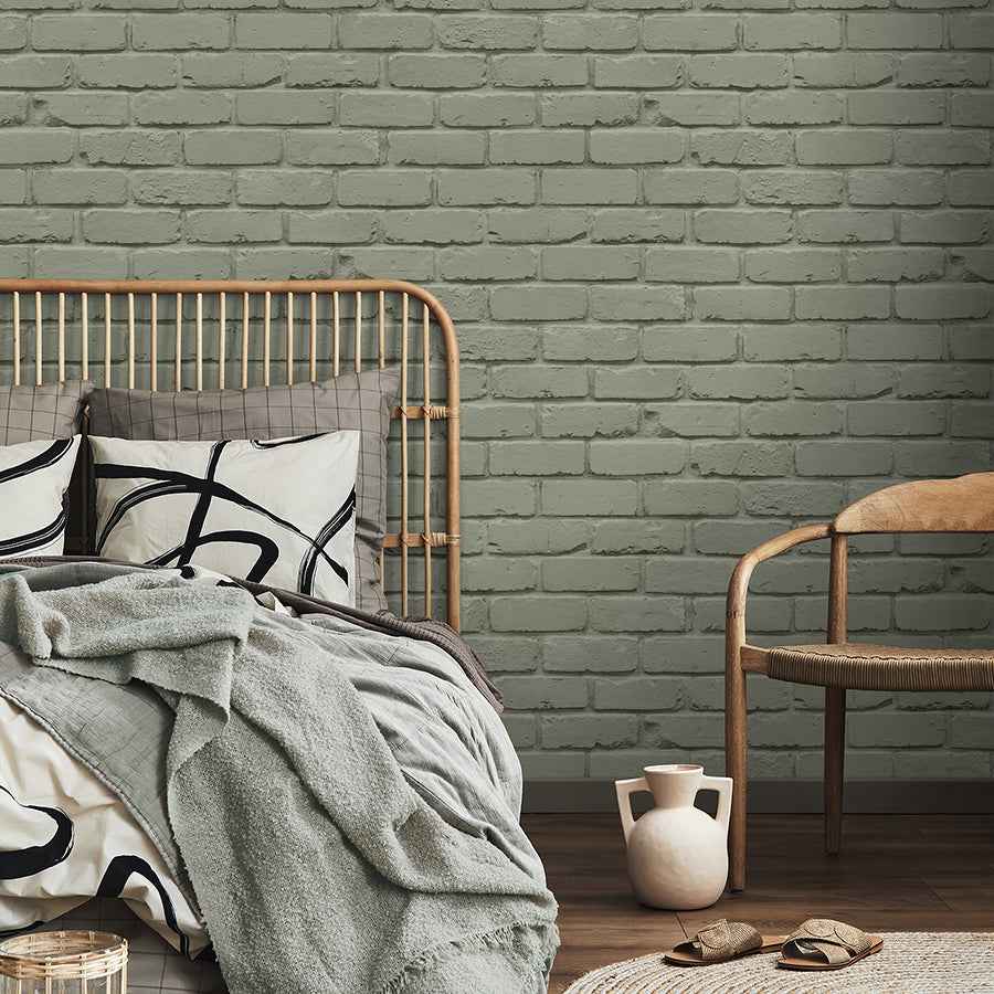 Alpin Sage Painted Brick Wallpaper - York Wallcoverings - FD43603 - York Wallcoverings Wallpaper
