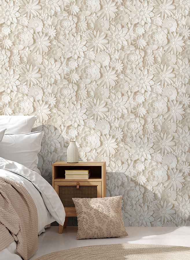 Dacre Cream Floral Wallpaper - York Wallcoverings - FD43604 - York Wallcoverings Wallpaper