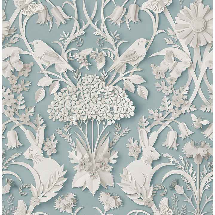 Fae Sky Blue Woodland Wallpaper - York Wallcoverings - FD43605