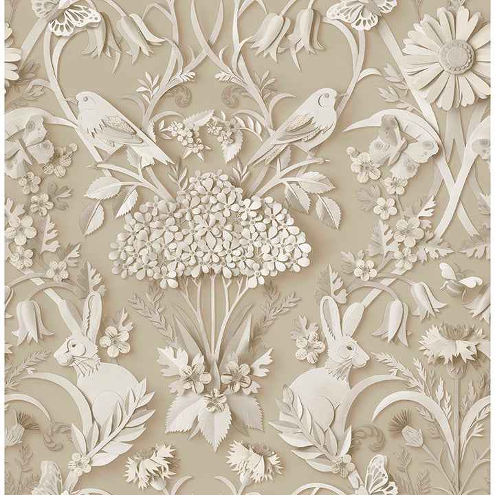 Fae Neutral Woodland Wallpaper - York Wallcoverings - FD43606