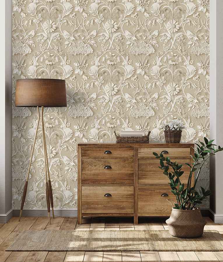 Fae Neutral Woodland Wallpaper - York Wallcoverings - FD43606 - York Wallcoverings Wallpaper
