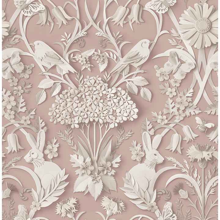 Fae Light Pink Woodland Wallpaper - York Wallcoverings - FD43607