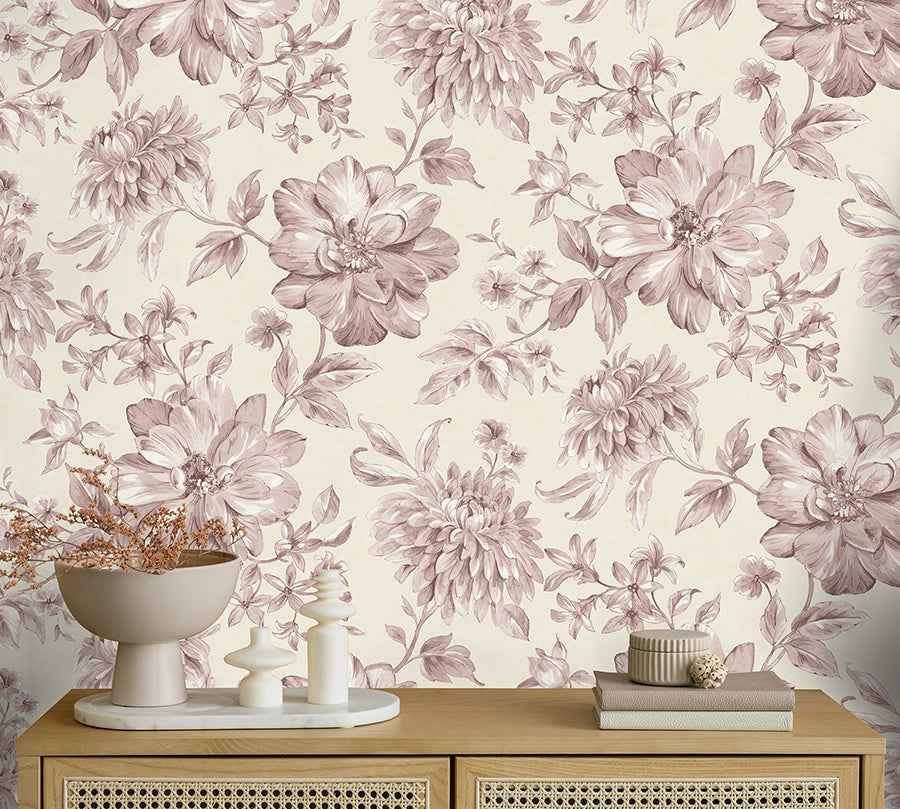 Gabriela Pink Floral Wallpaper - York Wallcoverings - FD43609 - York Wallcoverings Wallpaper