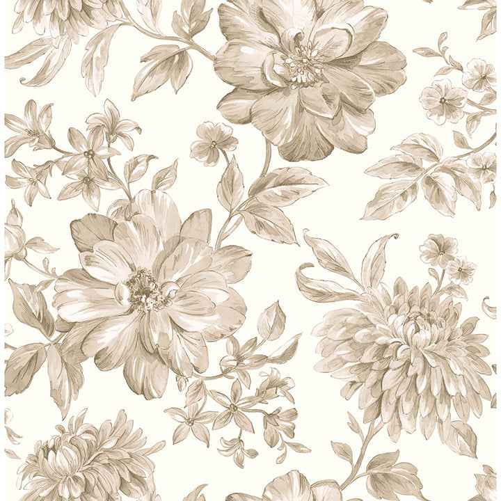 Gabriela Neutral Floral Wallpaper - York Wallcoverings - FD43611 - York Wallcoverings Wallpaper
