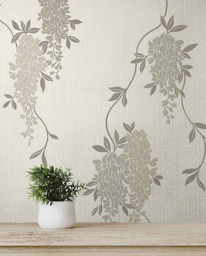Aisla Neutral Wisteria Wallpaper - York Wallcoverings - FD43673 - York Wallcoverings Wallpaper