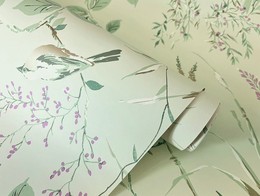 mariko-sage-botanical-wallpaper-york-wallcoverings-m1552 - York Wallcoverings Wallpaper