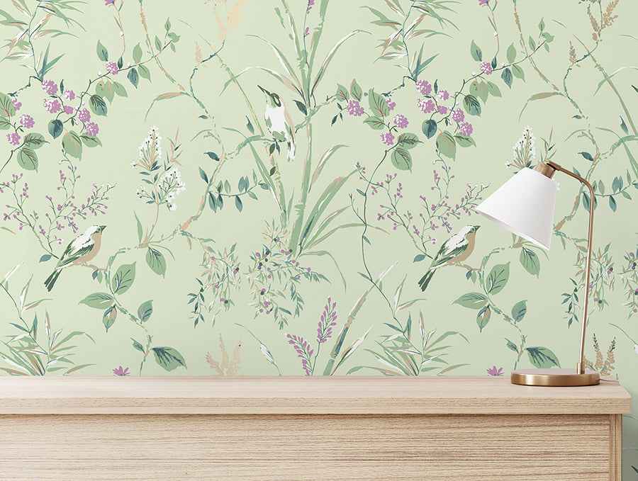 Mariko Sage Botanical Wallpaper - York Wallcoverings - M1552 - York Wallcoverings Wallpaper