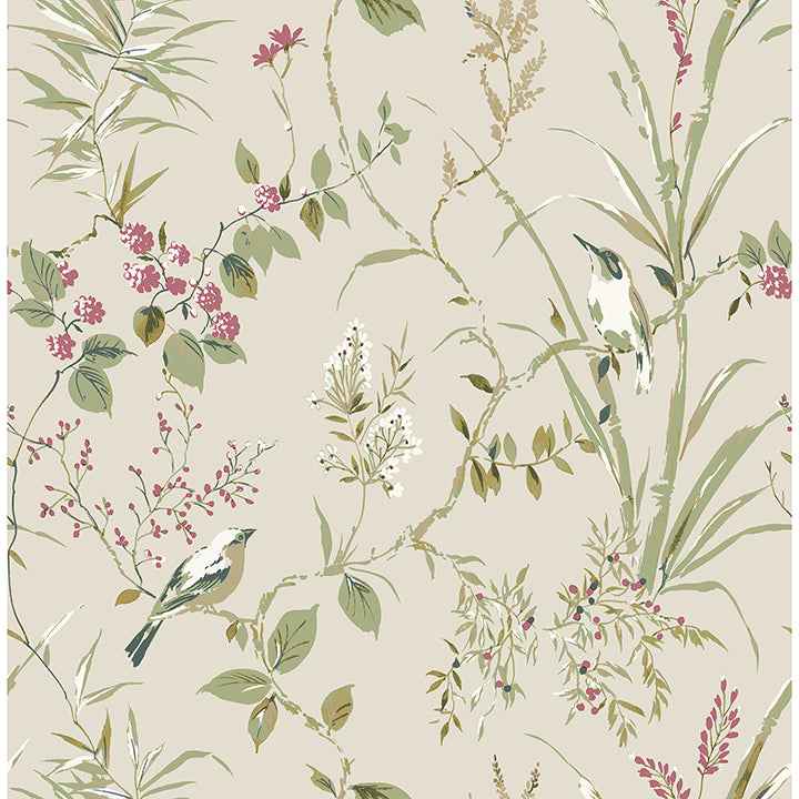 Mariko Neutral Botanical Wallpaper - York Wallcoverings - M1855