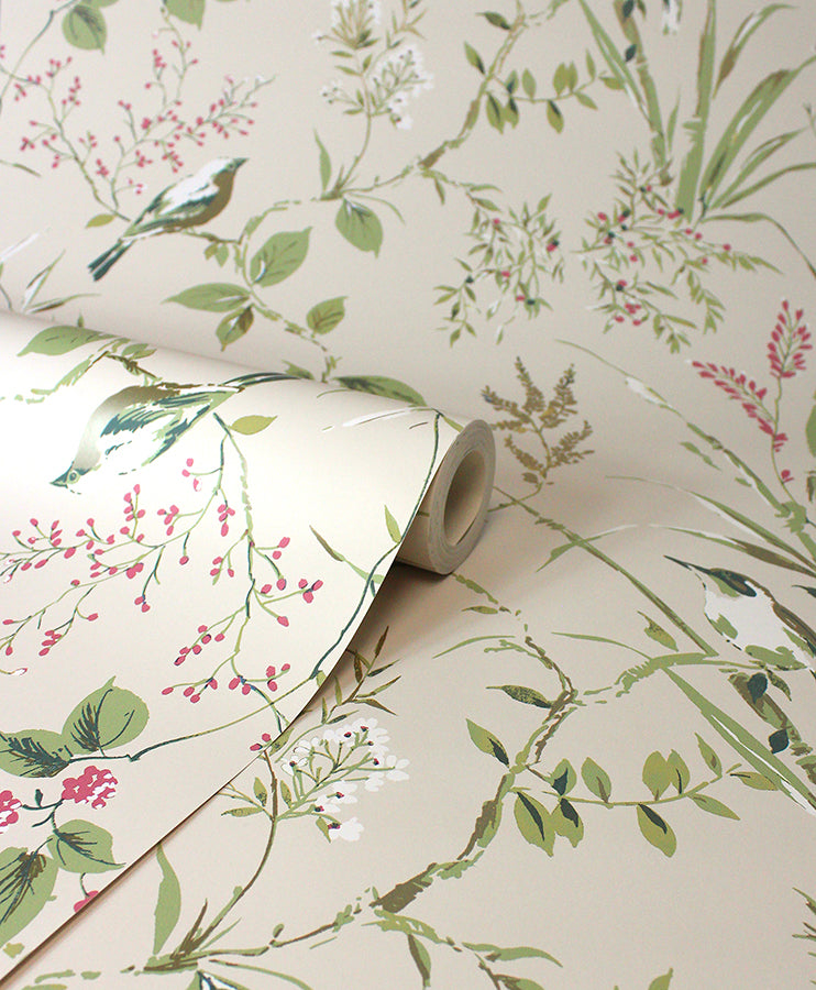 mariko-neutral-botanical-wallpaper-york-wallcoverings-m1855 - York Wallcoverings Wallpaper