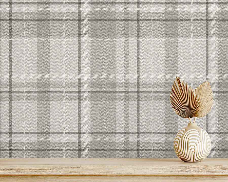 Harris Grey Plaid Chevron Wallpaper - York Wallcoverings - M1871 - York Wallcoverings Wallpaper