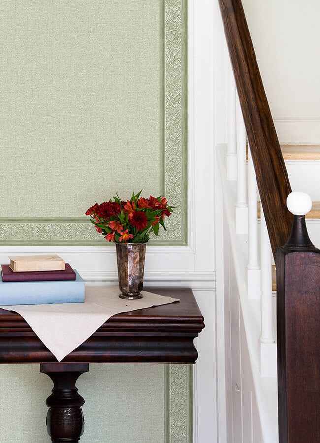 Carved Floral Green Trim Wall Border - York Wallcoverings - 4148-14501 - York Wallcoverings Wallpaper