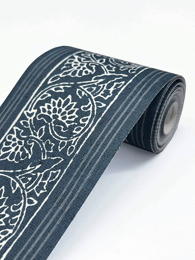 carved-floral-blue-trim-wall-border-york-wallcoverings-4148-14502 - York Wallcoverings Wallpaper