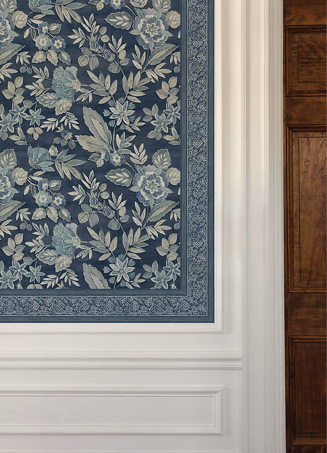 carved-floral-blue-trim-wall-border-york-wallcoverings-4148-14502 - York Wallcoverings Wallpaper
