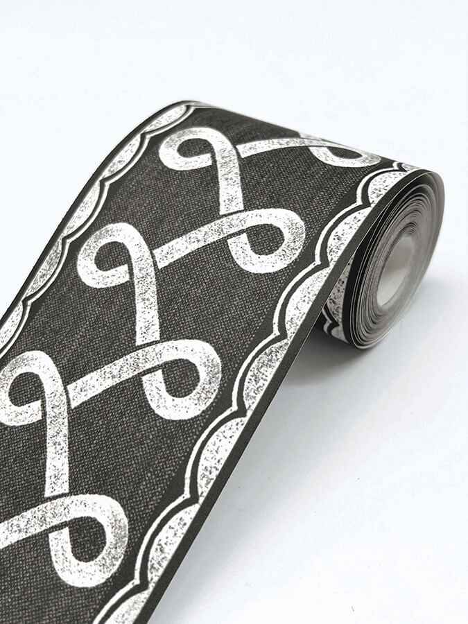 Scalloped Ribbon Black Trim Wall Border - York Wallcoverings - 4148-14504 - York Wallcoverings Wallpaper