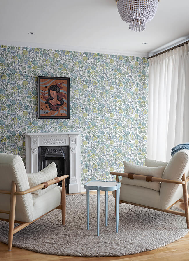 goldfinch-aqua-birds-and-blooms-wallpaper-york-wallcoverings-4148-27413 - York Wallcoverings Papel pintado