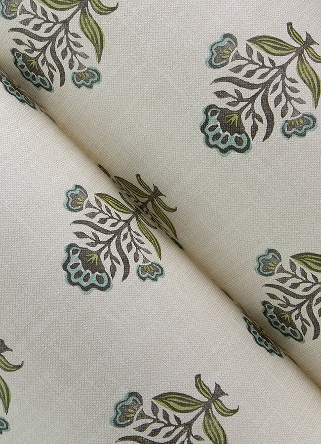 hollyhock-aqua-floral-crest-wallpaper-york-wallcoverings-4148-27415 - York Wallcoverings Wallpaper