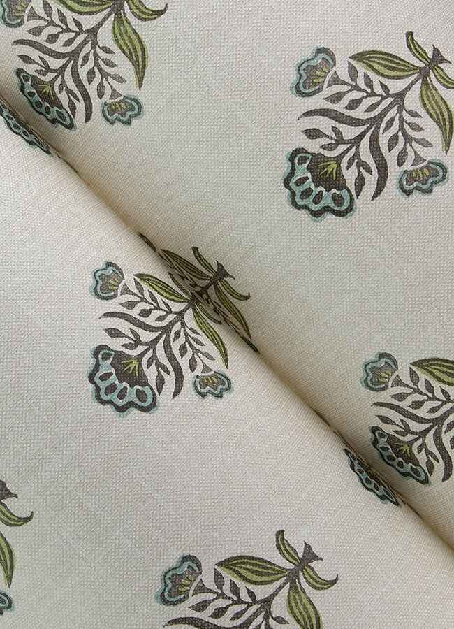 Hollyhock Aqua Floral Crest Wallpaper - York Wallcoverings - 4148-27415 - York Wallcoverings Wallpaper