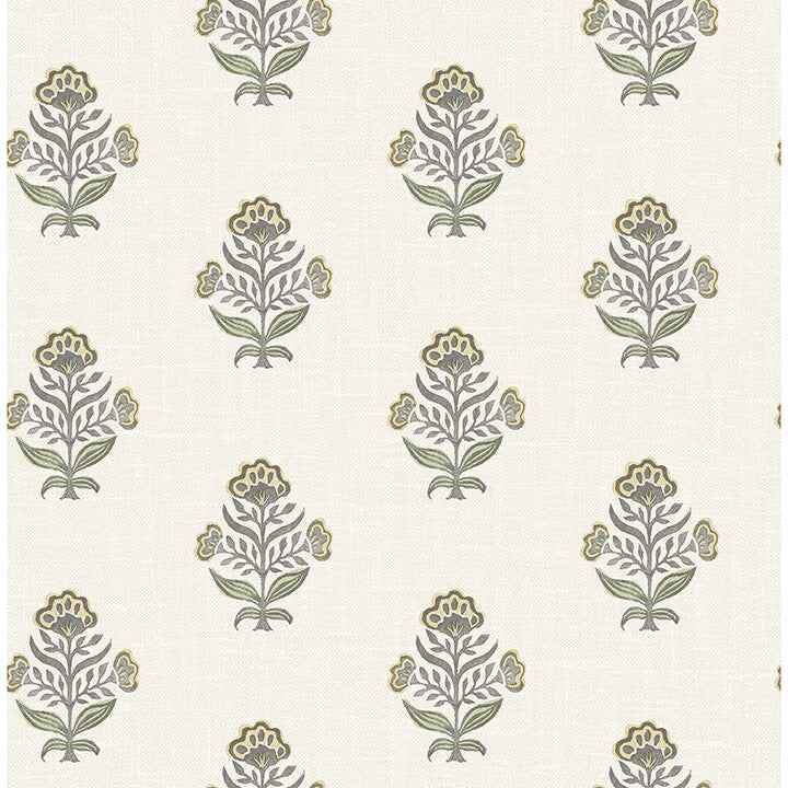 Hollyhock Honey Floral Crest Wallpaper - York Wallcoverings - 4148-27416 - York Wallcoverings Wallpaper