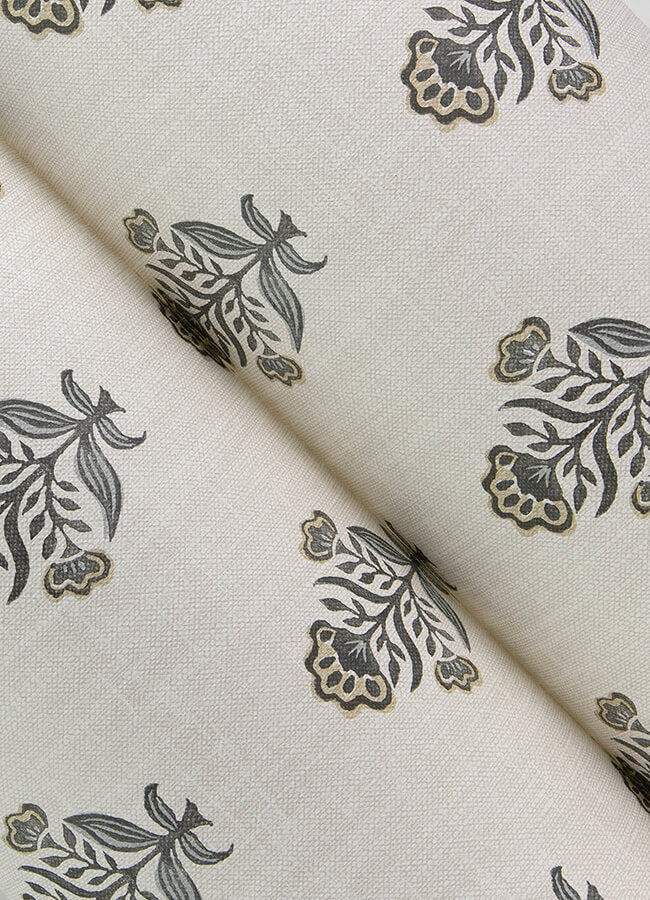 hollyhock-black-floral-crest-wallpaper-york-wallcoverings-4148-27418 - York Wallcoverings Papel pintado