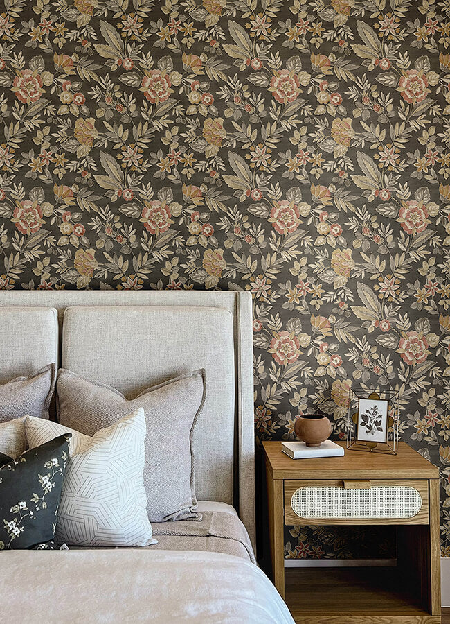 begonia-black-floral-trail-wallpaper-york-wallcoverings-4148-27421 - York Wallcoverings Wallpaper