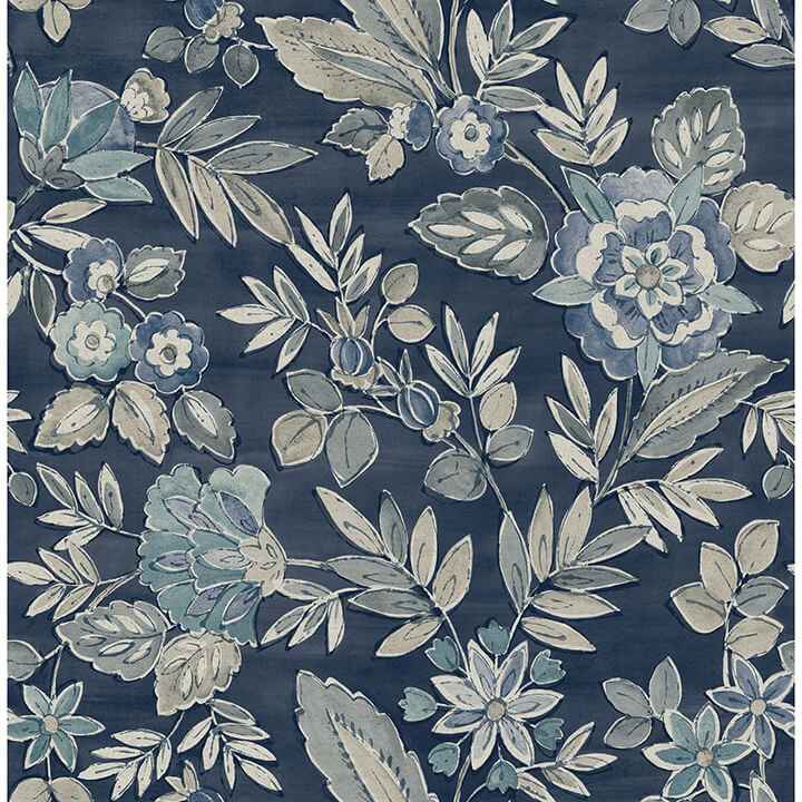 Begonia Indigo Floral Trail Wallpaper - York Wallcoverings - 4148-27422 - York Wallcoverings Wallpaper