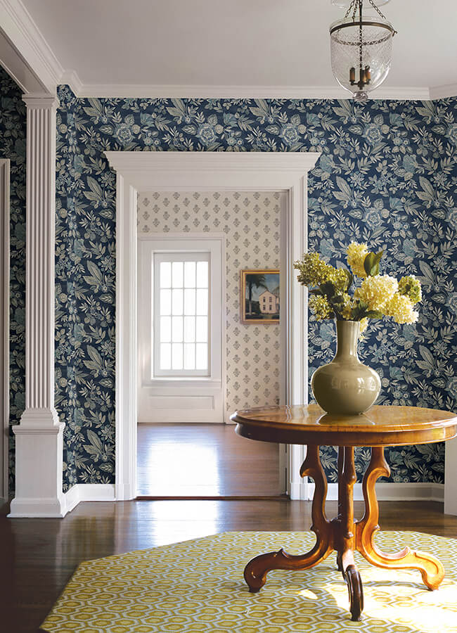 begonia-indigo-floral-trail-wallpaper-york-wallcoverings-4148-27422 - York Wallcoverings Wallpaper