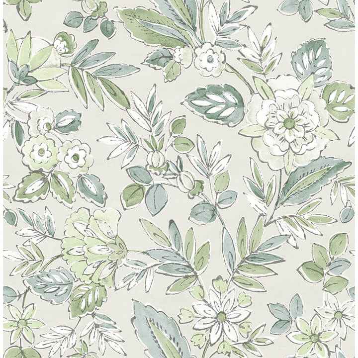 Begonia Sea Green Floral Trail Wallpaper - York Wallcoverings - 4148-27424