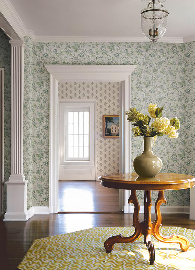 begonia-sea-green-floral-trail-wallpaper-york-wallcoverings-4148-27424 - York Wallcoverings Wallpaper