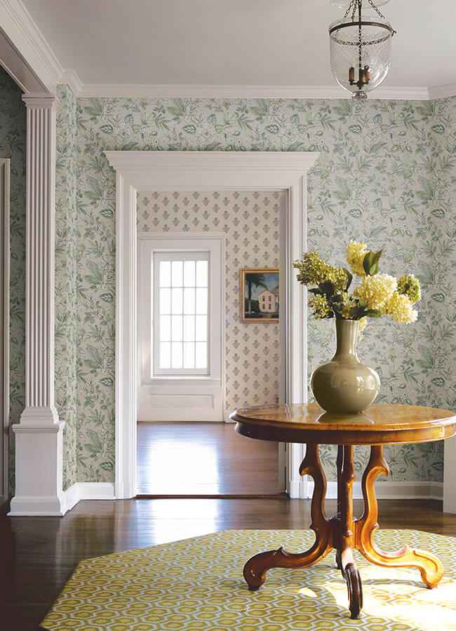 Begonia Sea Green Floral Trail Wallpaper - York Wallcoverings - 4148-27424 - York Wallcoverings Wallpaper