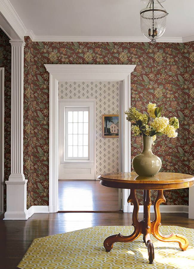 begonia-red-floral-trail-wallpaper-york-wallcoverings-4148-27425 - York Wallcoverings Wallpaper