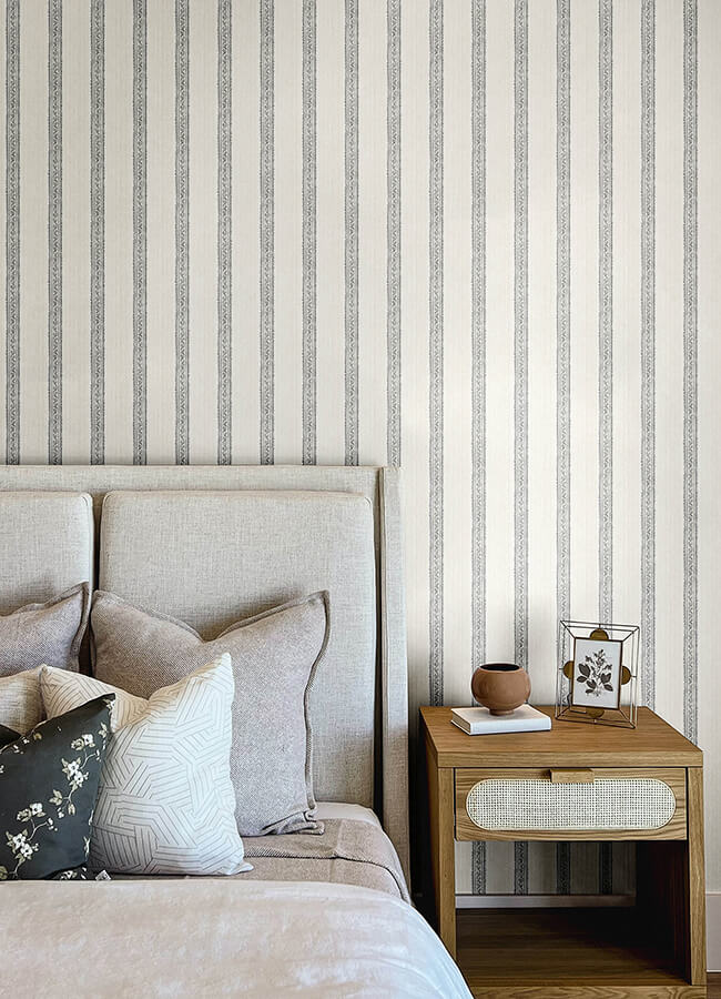 mandevilla-black-vine-stripe-wallpaper-york-wallcoverings-4148-27426 - York Wallcoverings Wallpaper