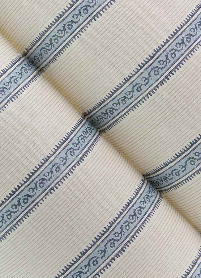 Mandevilla Blue Vine Stripe Wallpaper - York Wallcoverings - 4148-27428 - York Wallcoverings Wallpaper